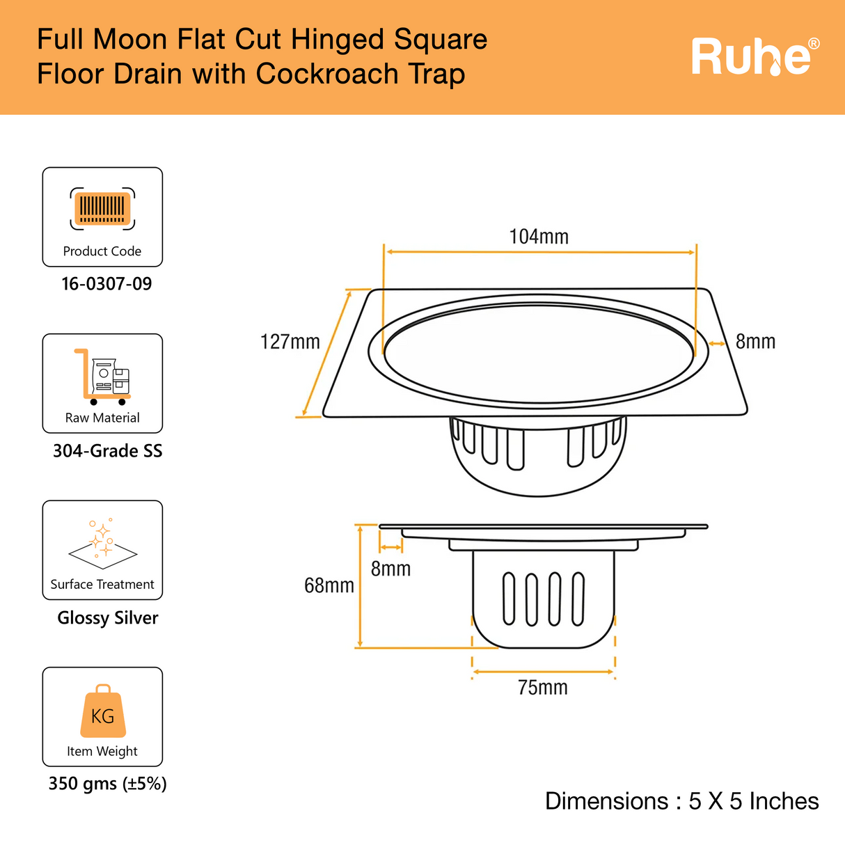 Full Moon Floor Drain with Cockroach Trap