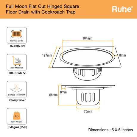 Full Moon Floor Drain with Cockroach Trap