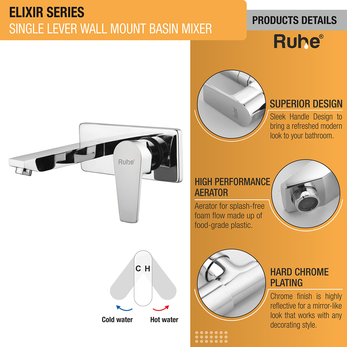 Elixir Single Lever Wall Mixer Faucet 3