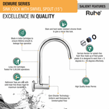Demure Brass Kitchen Sink Tap with Medium (15 inches) Round Swivel Spout - by Ruhe®