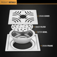 Emerald 304-Grade Square Floor Drain with Cockroach Trap – Matt Steel
