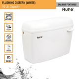 White Flushing Cistern (10 Ltr) - by Ruhe®