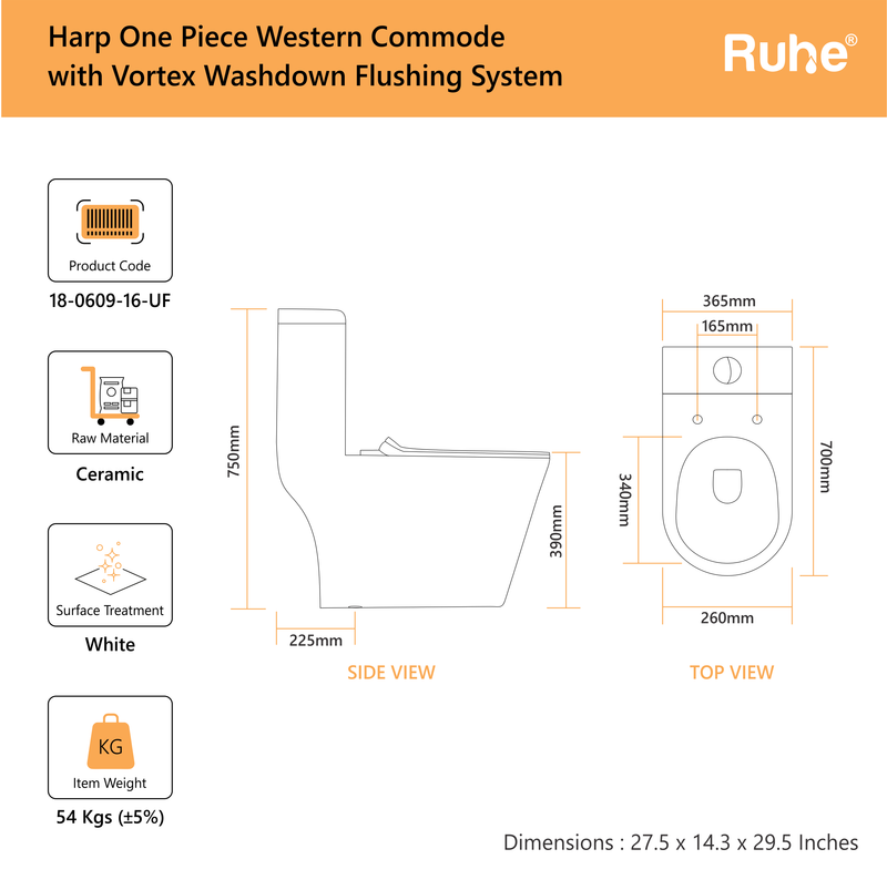 Harp One-Piece Western Commode