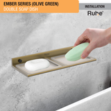 Ember Olive Green Double Soap Dish (Space Aluminium) installation