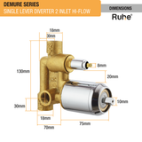 Demure Single Lever 2-inlet Hi-Flow Diverter (Complete Set) - by Ruhe®