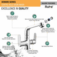 Demure Brass Double Handle Wash Basin Mixer Tap with Swivel Spout