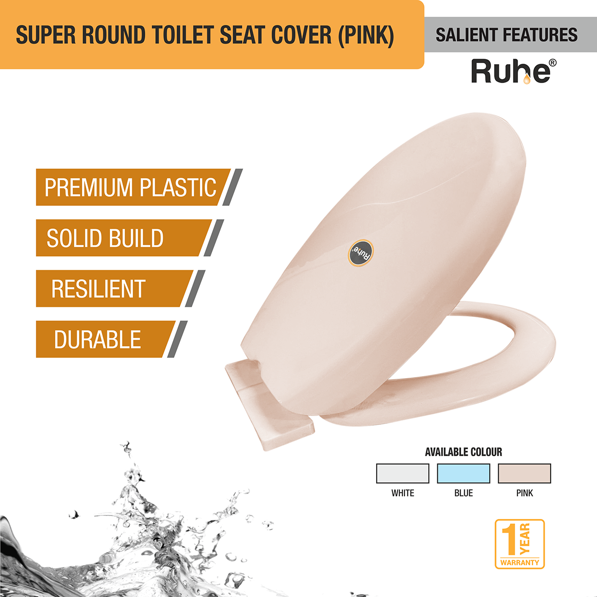 Super Round Toilet Seat Cover (Pink) - by Ruhe®