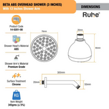 Beta ABS Overhead Shower (3 Inches) With 12 Inches Shower Arm