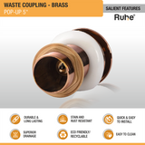 Pop-up Waste Coupling in Antique Copper PVD Coating (5 Inches) features and benefits