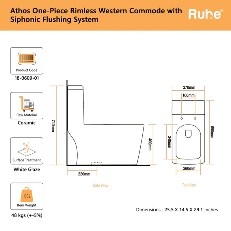 Athos One Piece Western Commode