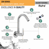 Zen Wall-mount Kitchen Sink Tap with Swivel Spout - by Ruhe