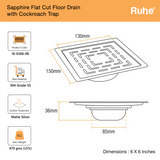 Sapphire Square Flat Cut Floor Drain