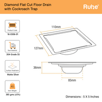 Diamond 304-Grade Square Floor Drain with Cockroach Trap – Matt Steel