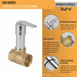 Zen Concealed Stop Valve (20mm)- by Ruhe