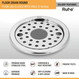 Plain Round Jali Floor Drain with Lock (5 Inches)