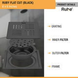 Ruby Square Flat Cut Floor Drain
