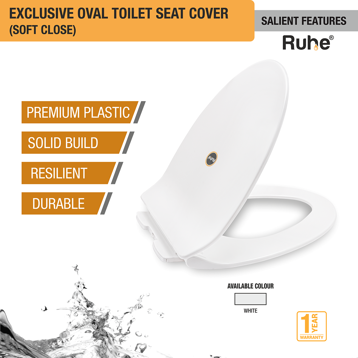 Exclusive Oval Toilet Seat Cover (Soft Close) -  by Ruhe®