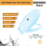 Super Round Toilet Seat Cover (Blue) features and benefits