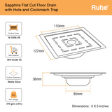Sapphire Square Flat Cut Floor Drain