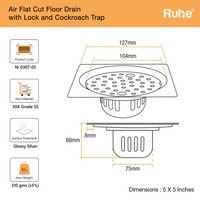 Air 304-Grade Square Floor Drain with Lock & Cockroach Trap – Mirror Steel