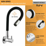 Kara Wall Mount Kitchen Sink Tap with Coloured Flexible Silicone Spout
