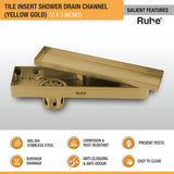 Tile-Insert Shower Drain Channel (3 Inches)