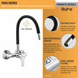 Pavo Single Lever Wall-mount Kitchen Sink Mixer Tap with Coloured Silicone Spout