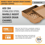 Marble-Insert Shower Drain Channel (4 x 4 Inches)