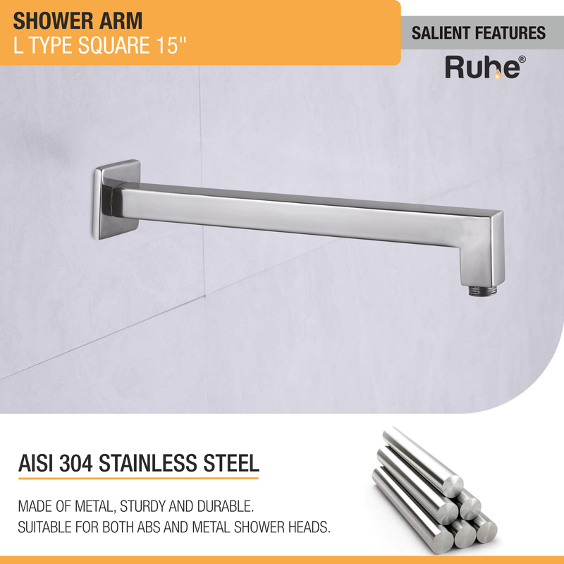 L-Type Square Shower Arm (304-Grade Stainless Steel)