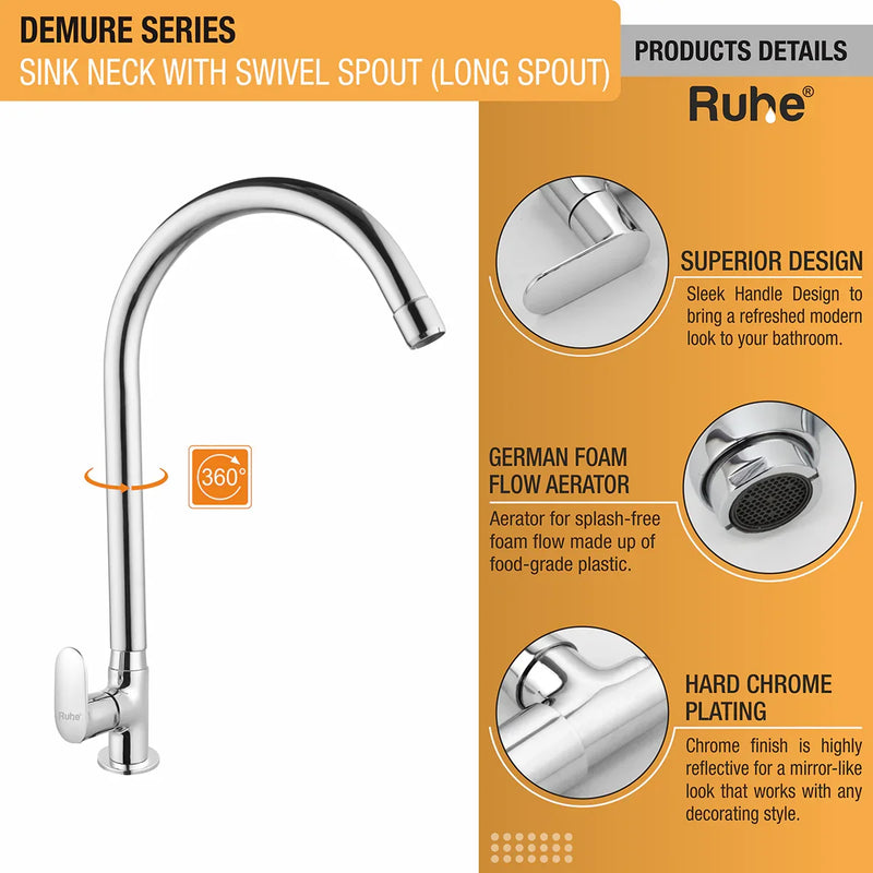 Demure Deck Mount Wash Basin Tap with Swivel Spout