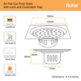 Air Flat Cut Floor Drain with Lock & Cockroach Trap