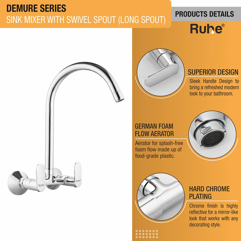 Demure Sink Mixer Brass Faucet with Large (20 inches) Round Swivel Spout - by Ruhe