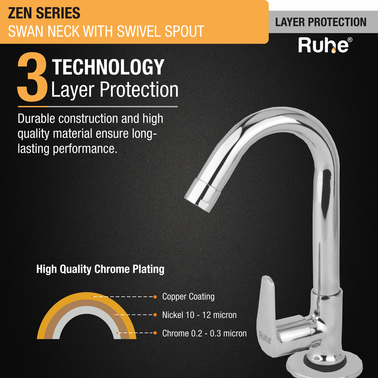 Zen Deck Mount Wash Basin Tap with Swivel Spout - by Ruhe