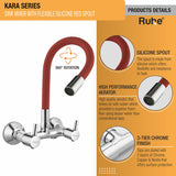 Kara Sink Mixer Brass Faucet with Silicone Red Flexible Spout product details