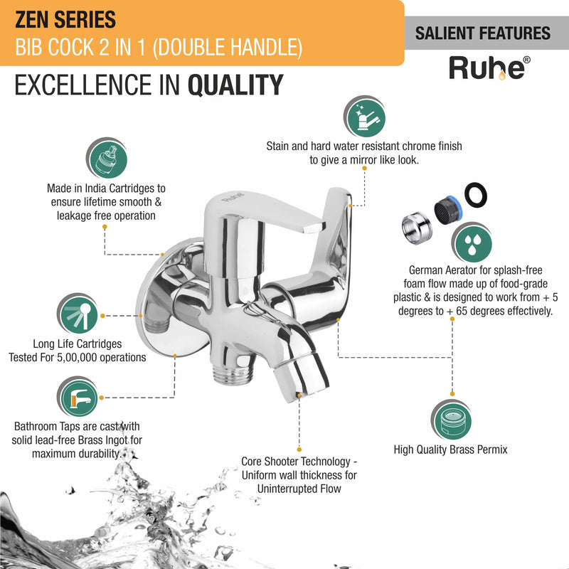 Zen Two Way Bib Tap (Double Handle)