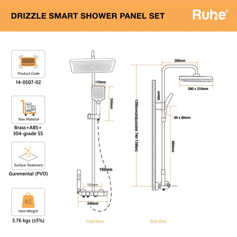 Drizzle Smart Shower Panel Set