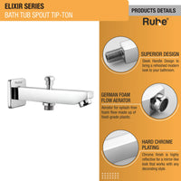 Elixir Brass Bathtub Spout with Diverter Button – Chrome