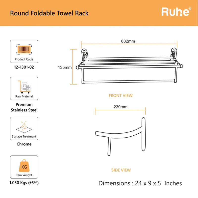 Round Foldable Towel Rack (24 Inches)