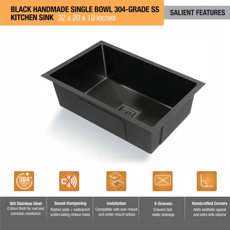 Handmade Single Bowl Kitchen Sink (32 x 20 x 10 Inches)