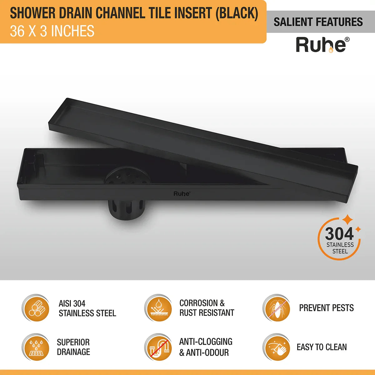 Tile-Insert Shower Drain Channel (3 Inches)