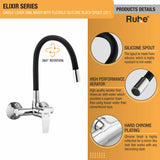 Elixir Single Lever Wall-mount Kitchen Sink Mixer Tap with Coloured Silicone Spout