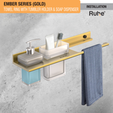 Ember Gold Towel Ring with Tumbler Holder & Soap Dispenser (Space Aluminium) installation
