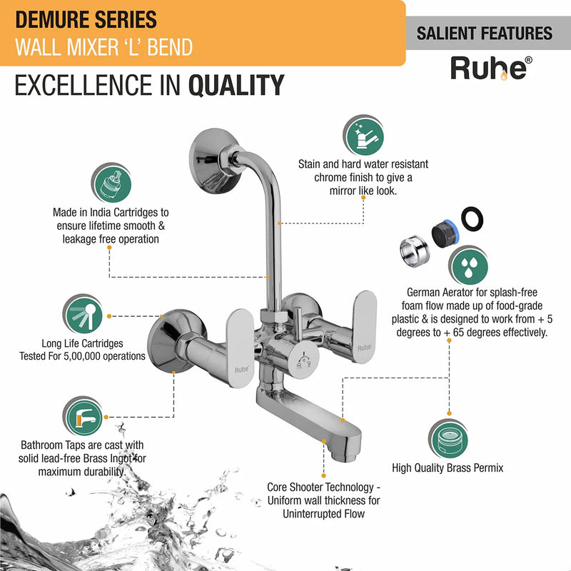 Demure Wall Mixer Tap with L Bend
