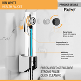 Ion White Health Faucet with Braided 1 Meter Flexible Hose (304 Grade) & Hook product details