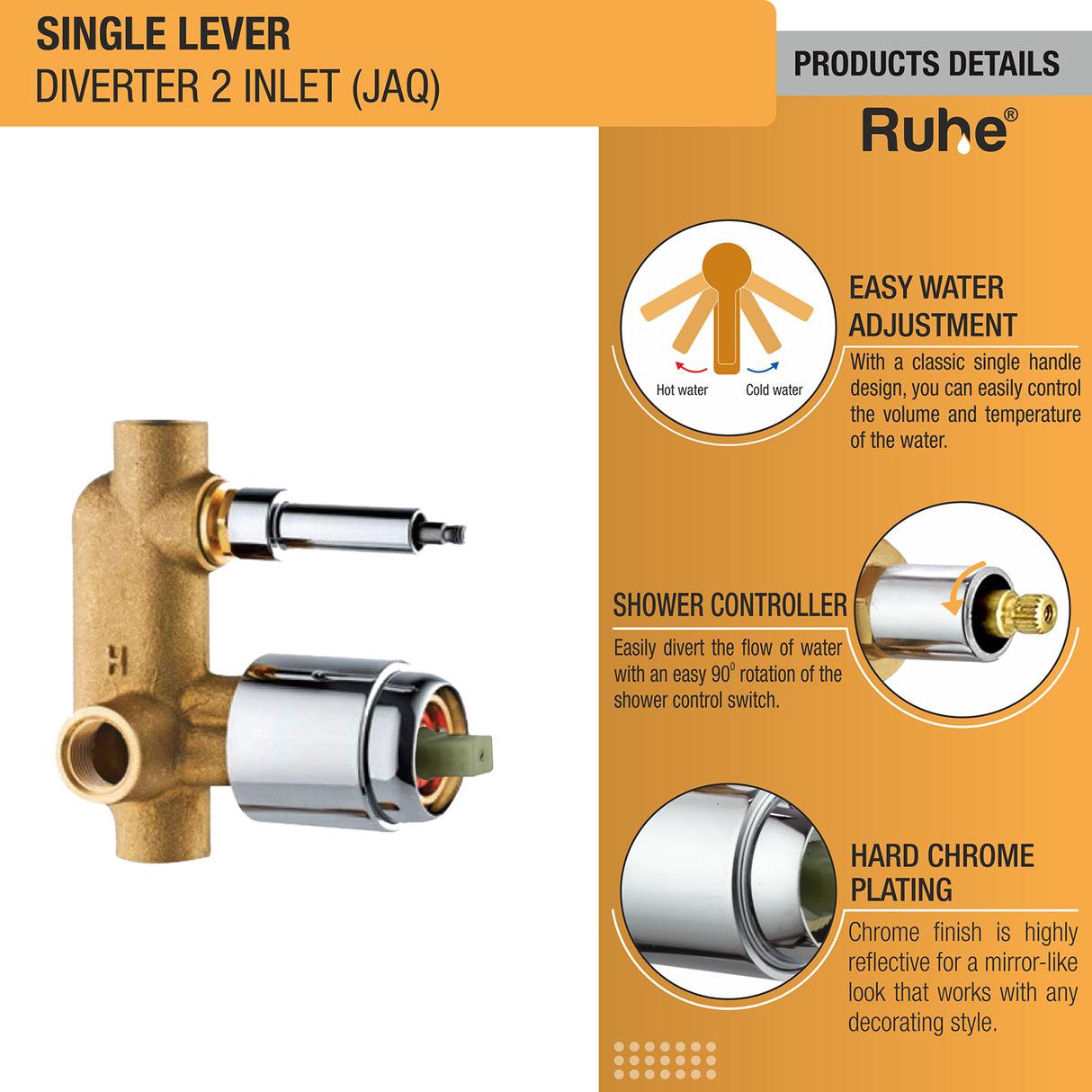 JAQ Single Lever 2-inlet Diverter (Body Only) - by Ruhe