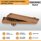 Tile-Insert Shower Drain Channel (5 Inches)