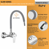Elixir Single Lever Wall-mount Sink Mixer Brass Faucet with Grey Silicone Spout - by Ruhe®