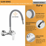 Elixir Single Lever Wall-mount Kitchen Sink Mixer Tap with Coloured Silicone Spout