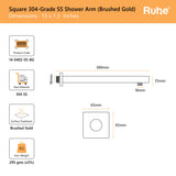 Square 304-Grade Shower Arm