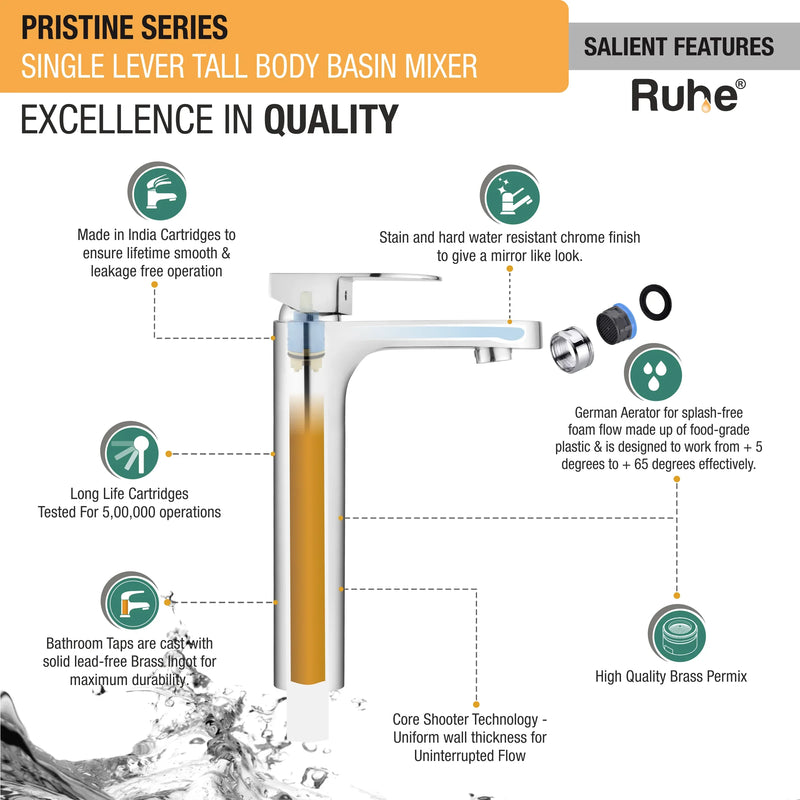 Pristine Single Lever Deck-mount Tall Body Wash Basin Mixer Tap